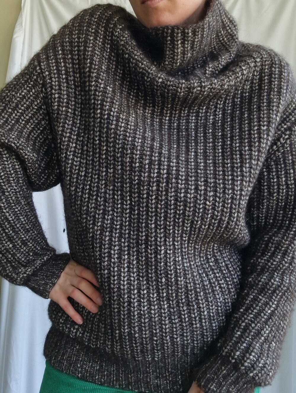 Wilfred Marled Brown and Cream Ribbed Turtleneck Sweater - Picture 1 of 5